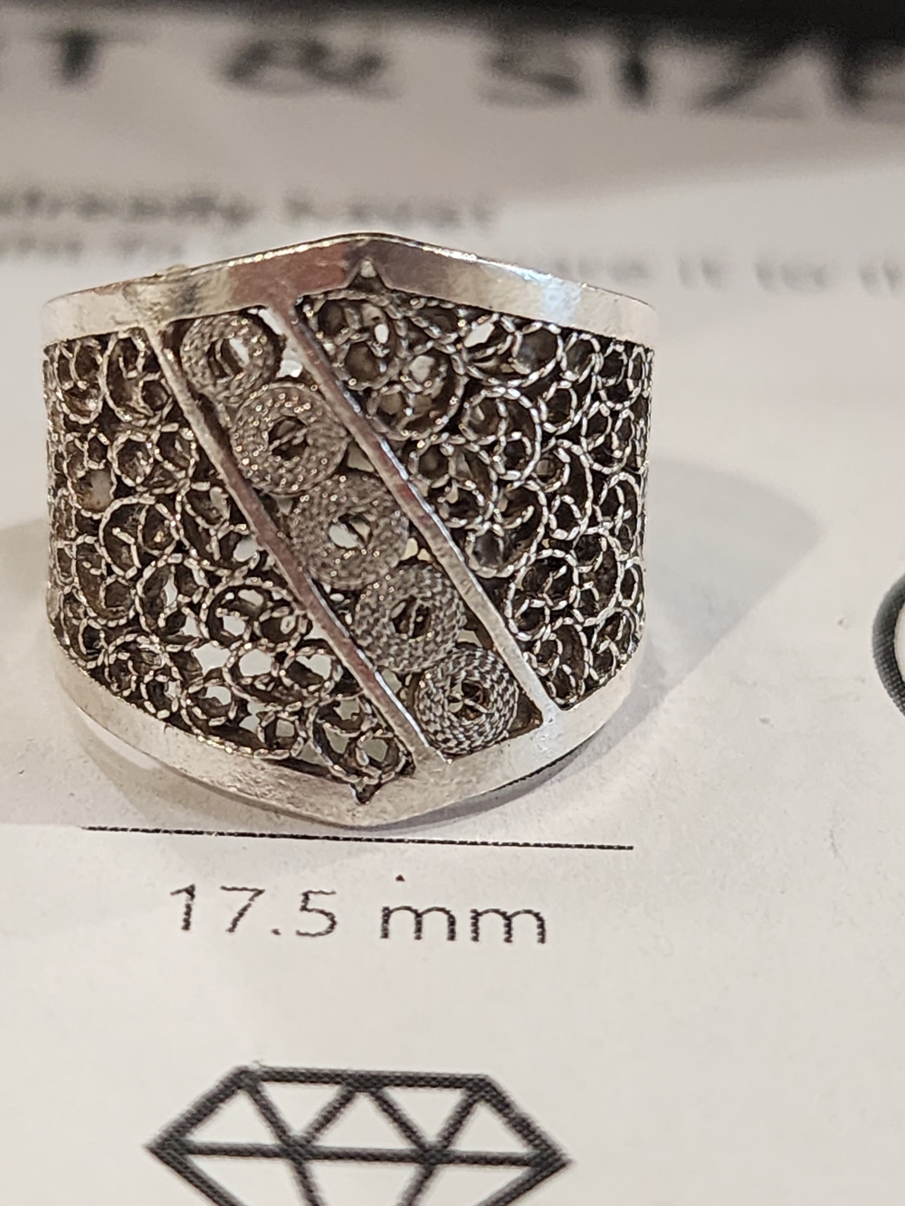 Silver Filigree Wide Band Ring - Silver